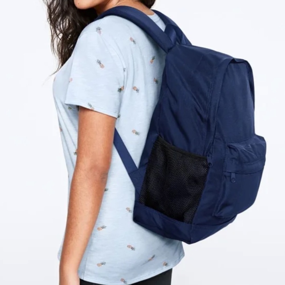 pink vs campus backpack in blue